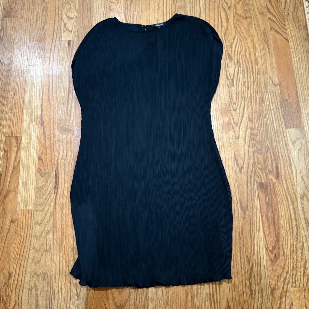 Madewell Black Pleated Cap Sleeve Sheath Dress NM519 Size 10